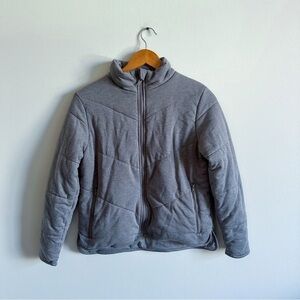 Three Dots Anthropology Grey Quilted Puffy Long Sleeve Full Zip Jacket